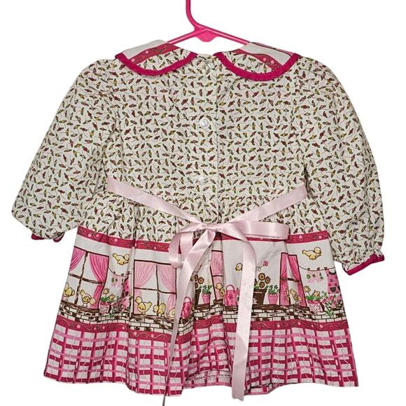 Creaciones La Estrella De Jalisco Dress Size 2 12-18 Mon Yellow Birds & Floral - Picture 3 of 5